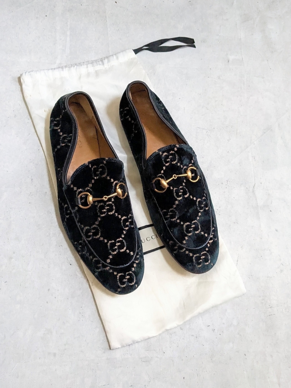 Gucci Men’s Velvet Horsebit Loafers Blue Men US 10.5 Monogram Logo